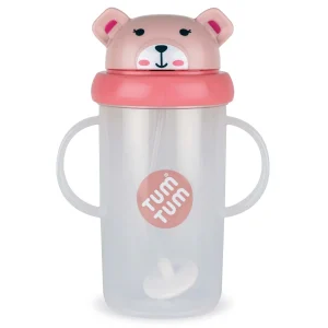 Grande Tasse anti-fuite avec paille lestée 300 ml - Ours Rose