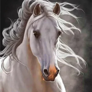 Broderie Diamant - Cheval Blanc au Vent