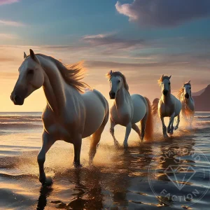 Broderie Diamant - Chevaux sur la plage