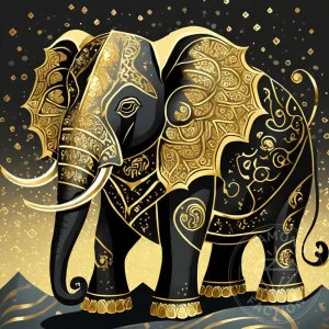 broderie-diamant-elephant-or-et-noir-de-nuit-854293.jpgv1703347269 Broderie Diamant - Eléphant Or et Noir de Nuit