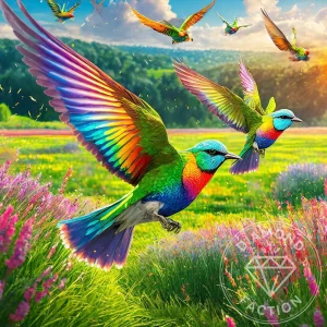 Broderie Diamant - Oiseaux Arc-en-Ciel