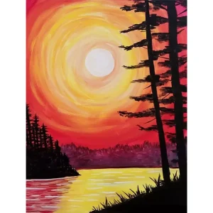 Broderie Diamant - Paysage Lac Soirée