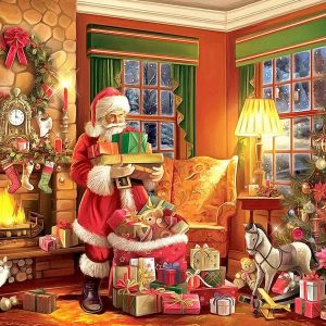 Broderie Diamant - Père Noël apporte les cadeaux