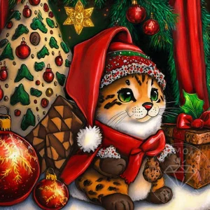 Broderie Diamant - Petit Chat de Noël