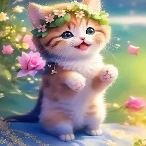 Broderie Diamant - Petit Chat Mignon Abstrait