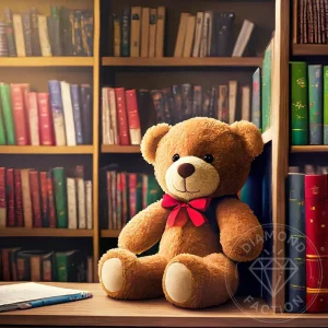 Broderie Diamant - Petit Nounours à la Bibliothèque