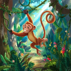 Broderie Diamant - Singe sur Liane