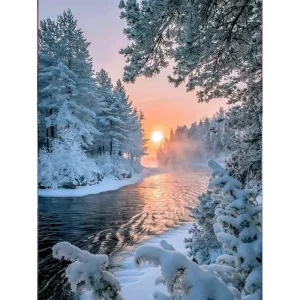 Broderie Diamant - Sunset sous la Neige