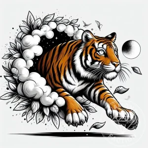 Broderie Diamant - Tigre sortant de l'obscurité