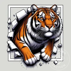 Broderie Diamant - Tigre sortant du Cadre