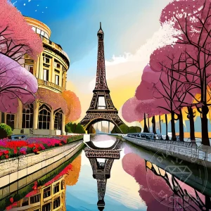 Broderie Diamant - Tour Eiffel Sunset