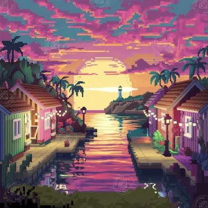 Broderie Diamant - Village cotier