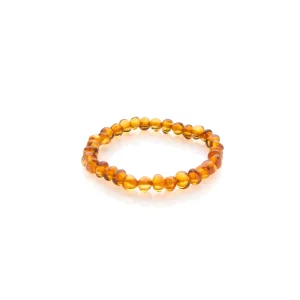 Bracelet d'ambre & dentition enfant à élastique - Cognac