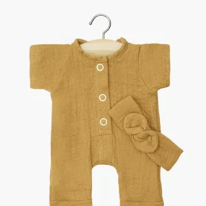 minikane-dressing-poupees-babies-combinaison-lili-et-son-headband-en-gaze-de-coton-camel.webpv1732034422 Babies - Combinaison Lili en gaze de coton camel et son headband