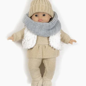 minikane-poupees-babies-ensemble-lina-en-tricot-ecru-et-son-pochon-avec-tour-de-cou-chaussons.jpgv1740499113 Babies & Gordis - Tour de cou gris pour poupée